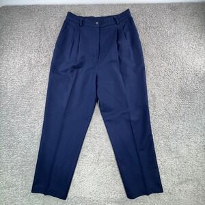 VTG Pendleton Navy Blue 100% Virgin Wool Pleated Tapered Trousers 30x28 USA 10